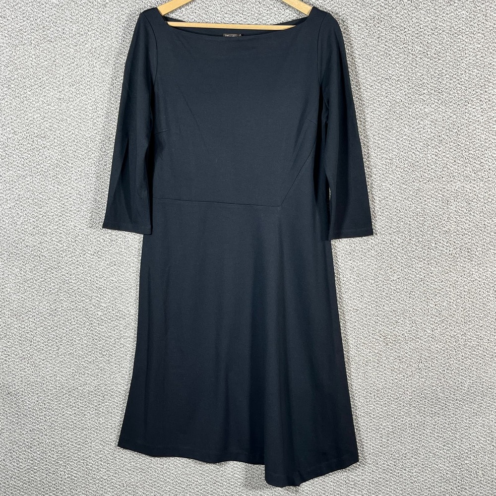 J. McLauglin Violet Dress Womens Size Large Black 3/4 Sleeves Boat Neck NWT
